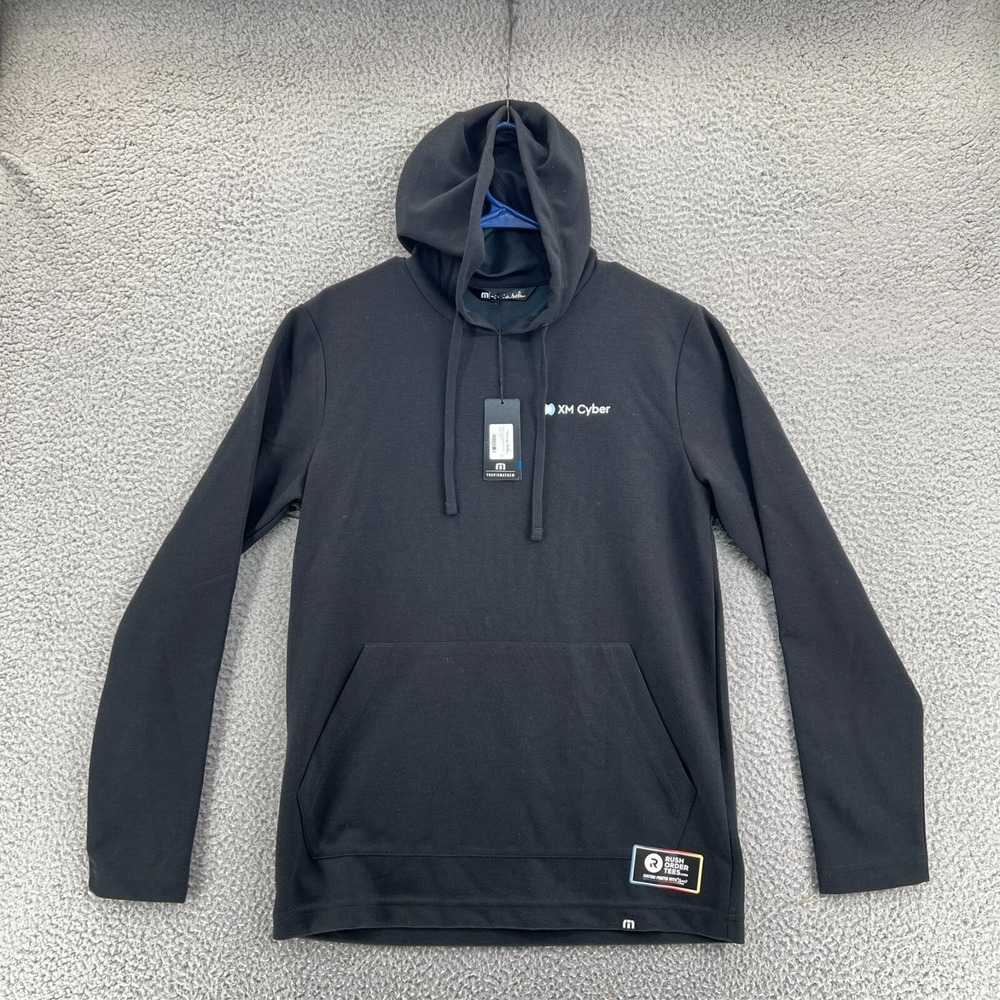Travis Mathew Men S Black XM‎ Cyber Logo Hoodie Lightweight Performance Pullover